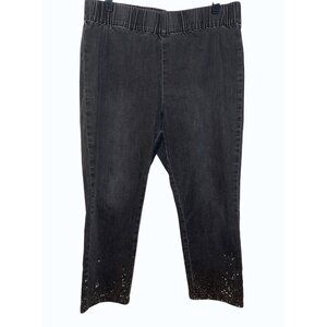 Soft Surroundings Black Rhinestone Hem Pull-On Pants Size L – Chic & Comfy‎
